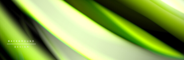 Obraz premium Silk and smooth flow wave poster design. Color waves, liquid style lines and shapes in black color background