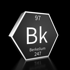 Periodic Table Element Berkelium Rendered Metal on Black on Black