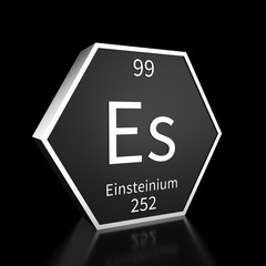 Periodic Table Element Einsteinium Rendered Metal on Black on Black