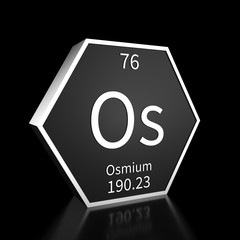 Periodic Table Element Osmium Rendered Metal on Black on Black