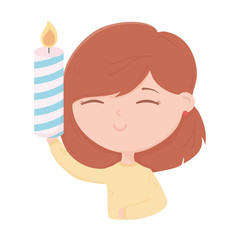 happy valentines day smiling young woman holding striped candle
