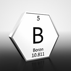 Periodic Table Element Boron Rendered Black on White on White and Black