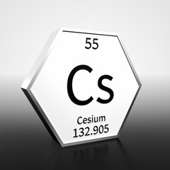 Periodic Table Element Cesium Rendered Black on White on White and Black
