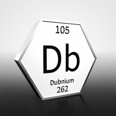 Periodic Table Element Dubnium Rendered Black on White on White and Black