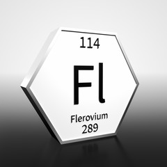 Periodic Table Element Flerovium Rendered Black on White on White and Black