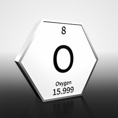 Periodic Table Element Oxygen Rendered Black on White on White and Black