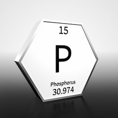 Periodic Table Element Phosphorus Rendered Black on White on White and Black