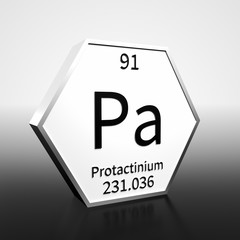 Periodic Table Element Protactinium Rendered Black on White on White and Black