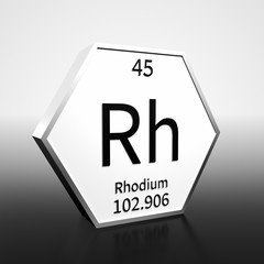 Periodic Table Element Rhodium Rendered Black on White on White and Black
