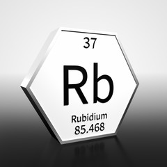 Periodic Table Element Rubidium Rendered Black on White on White and Black