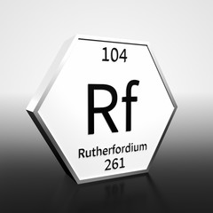 Periodic Table Element Rutherfordium Rendered Black on White on White and Black