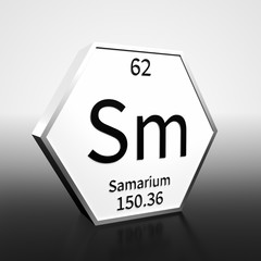Periodic Table Element Samarium Rendered Black on White on White and Black