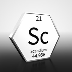 Periodic Table Element Scandium Rendered Black on White on White and Black