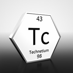 Periodic Table Element Technetium Rendered Black on White on White and Black