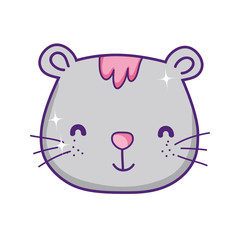cute gray cat face cartoon animal feline