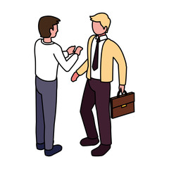 businessmen standing with various views, poses and gestures