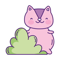 cute squirrel cartoon character with foliage