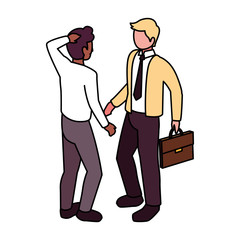 businessmen standing with various views, poses and gestures