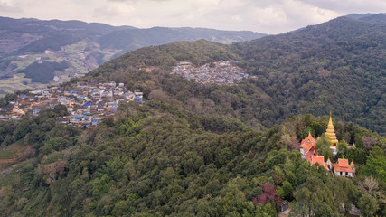 Aerial view of a remote Dai village in Xishuangbanna, Yunnan - China