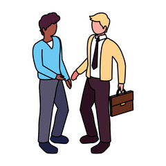 businessmen standing with various views, poses and gestures