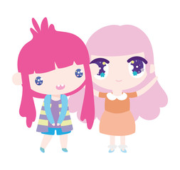 kids, cute little girls anime cartoon characters