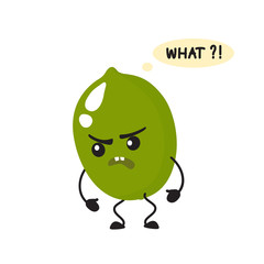 Lime, cute, attractive, character with emotion, surprise, annoyance, anger.