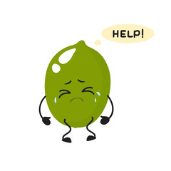 Lime, cute, attractive, character with emotion, crying, tears.