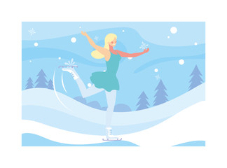 woman practicing figure skating , ice sport