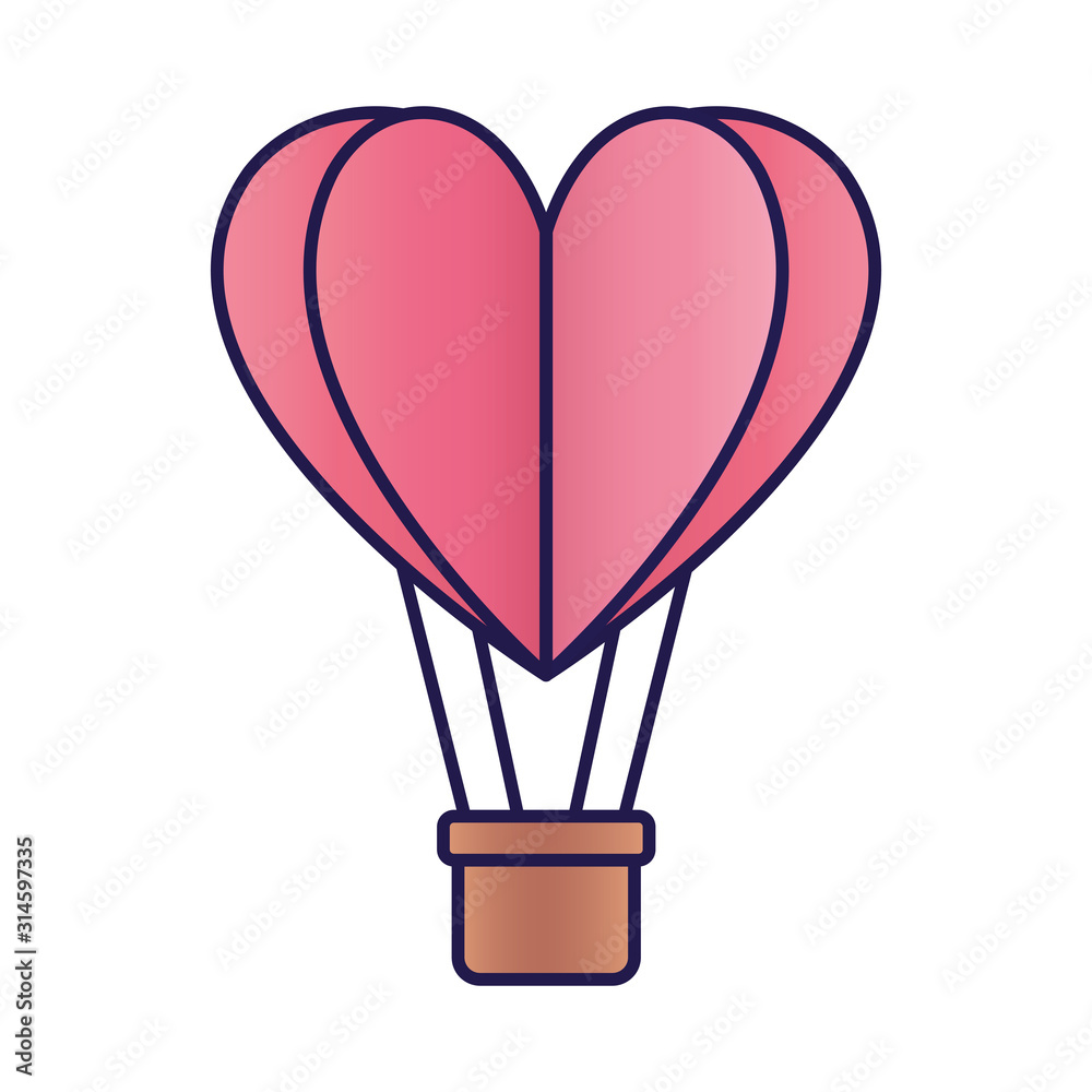 Poster happy valentines day origami paper hot air balloon decoration