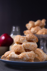 Apples danish pastries on a dark background