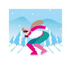 woman skating on ice rink, winter sport