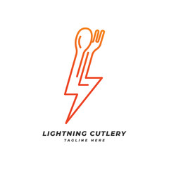 Fototapeta premium Lightning Cutlery Flash Logo Vector Icon Illustration