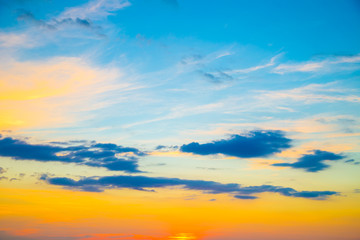 Colourful sunset sky with cloud background