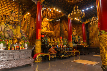 Beautiful golden buddha in Thousand Buddha Temple or Chua Van Phat temple in Ho Chi Minh City, Vietnam