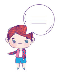 cute little boy cartoon speech bubble