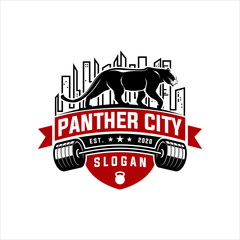 panther city design modern fitness logo in red and black © avante_speed