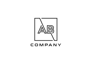 Black square initial letter AB line logo design vector graphic