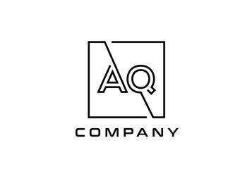 Black square initial letter AQ line logo design vector graphic