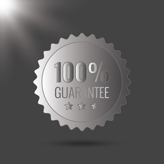 100% GUARANTEED LABEL , Guaranteed tags badge, guaranteed label. Black and white icon