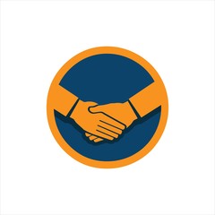 deal logo design vector graphic of 2 people handshake concept illustrations