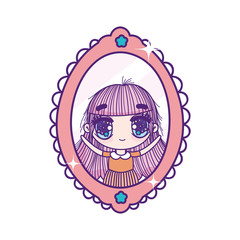 cute little girl cartoon in mirror image