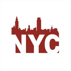 New York City abbreviation NYC lettering a modern city symbol liberty statue graphic element