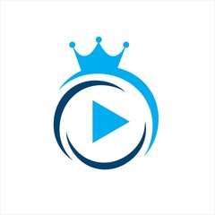 Fototapeta premium king of play button icon logo vector illustration