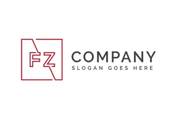 Red square initial letter FZ line logo design vector graphic