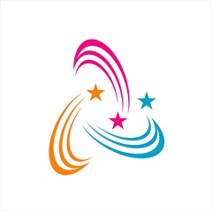 Obraz premium abstract shooting star logo vector icon decorative and creative five pentagonal stars concept illustration