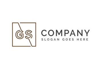 Brown square initial letter GS line logo design vector graphic
