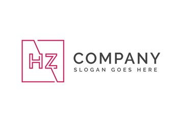 Pink square initial letter HZ line logo design vector graphic