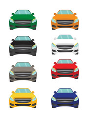 Set of sedan car front view on white background,illustration vector - 314603778