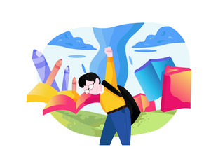 Back to School, A child likes to go to school with a backpack