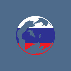 Fototapeta premium Globe with Russia flag on blue background,illustration vector